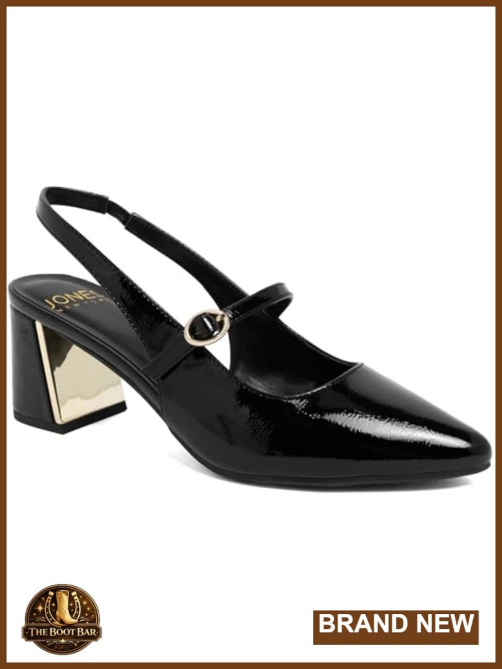 Pointed Toe Slingback Pumps Faux Leather Mid Block Heel Business Casual